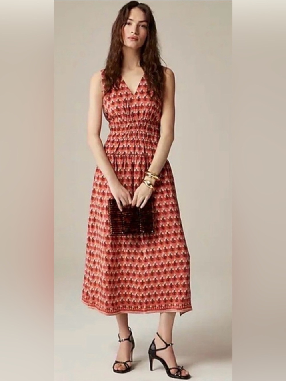 J.Crew Hyacinth dress in block-print crepe de chine